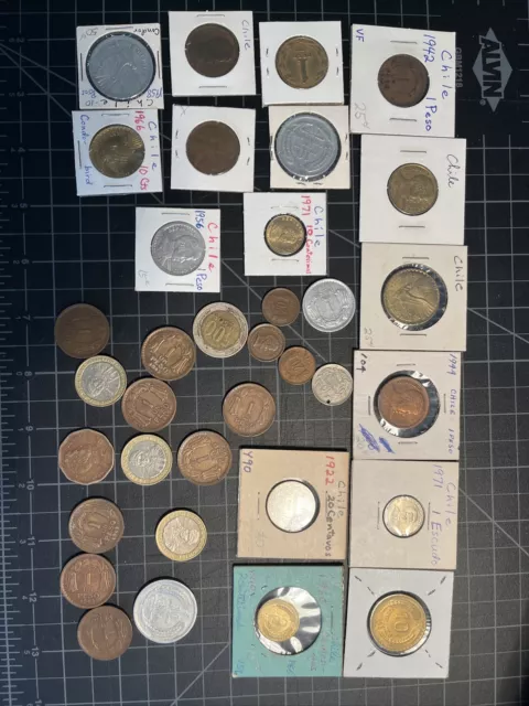 35x Chile Centesimos / Pesos 1922-1971 Poundage World Coins Some Unc