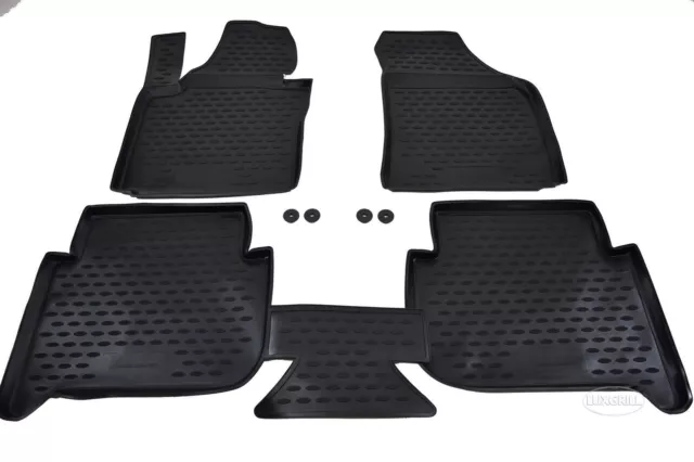 3D Tapis de sol caoutchouc à bords hauts pour VW TOURAN 2006-2014 NOIR