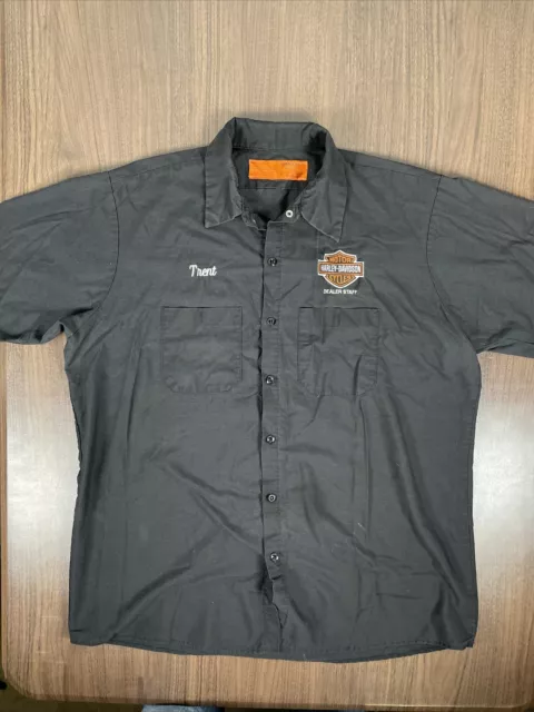 Harley Davidson Dealer Staff Shirt Mens XL -SS Short  Sleeve Work Wear Button Up