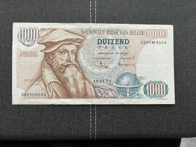 Belgium 1000 Frank Note 1973