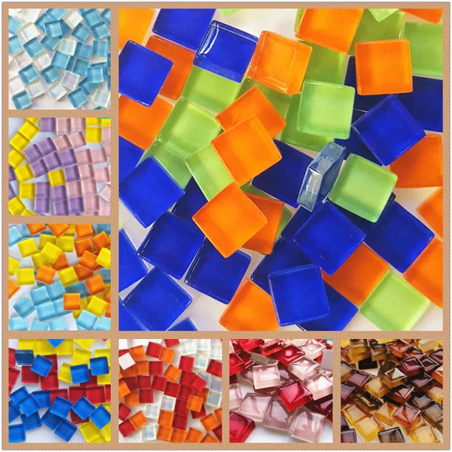 300X Verre Mosaïque Tuiles Carré Transparent Mixte Couleur DIY Créativité Maison