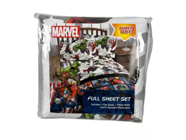 HULK SPIDERMAN Marvel Comics Avengers Sheet Set FULL Bed Microfiber 4 Pieces NEW