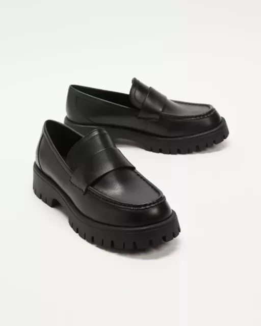 Windsor Smith Black Leather Chunky Loafers - Size 8