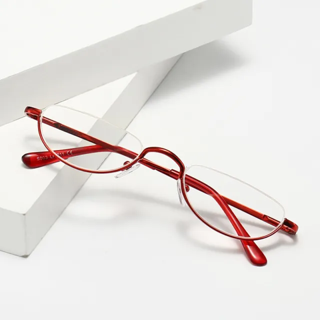 Fashion Reading Glasses Spring Hinges Half Moon Semi Rimless Reader+1.0~+4.0