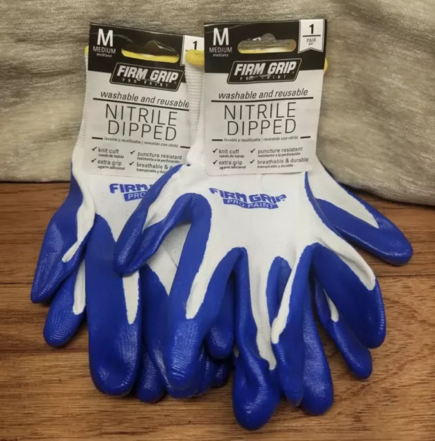 Firm Grip Pro Paint Reusable Nitrile Dipped Gloves LOT of 2/NEW