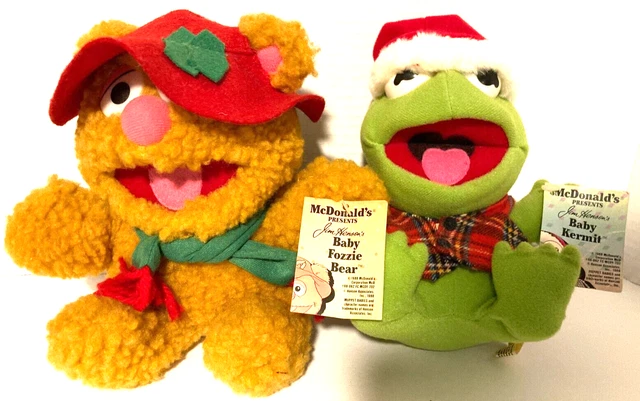 Vintage 1988 Muppet Babies McDonalds Plush Toy Baby Fozzie Bear and Baby Kermit