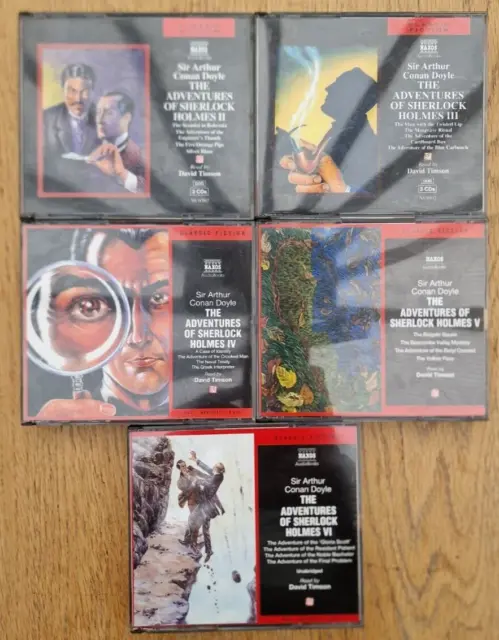 Naxos Audio Books The Adventures Of Sherlock Holmes CDs Vol. 2-6 15 CD's