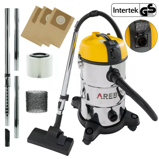 AREBOS Aspirapolvere industriale 5in1 1300W 30L avec et sans sac Giallo