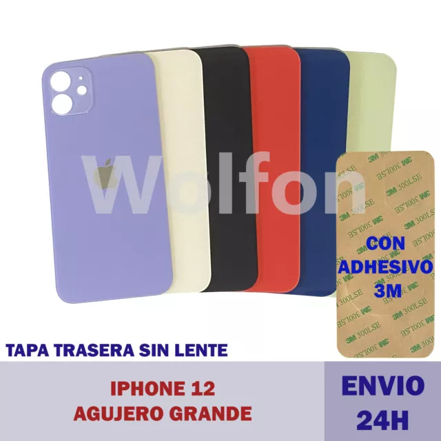 Tapa trasera cristal IPHONE 12 Agujero Grande CON ADHESIVO 3M envio 24 horas