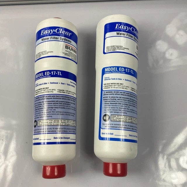2 Bunn Water Filter ED-17-TL 30201.1001 Coffee Machine HW2 Easy Clear OEM Lot