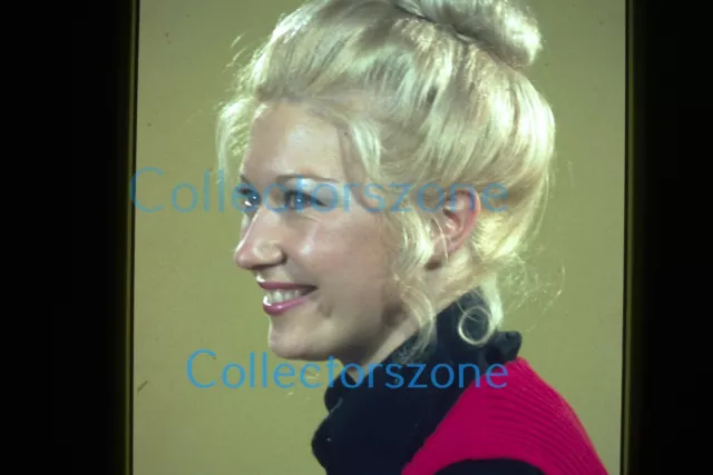 35mm Slide 1970's Glamour Fashion Portrait Woman Blonde Hair Knitwear