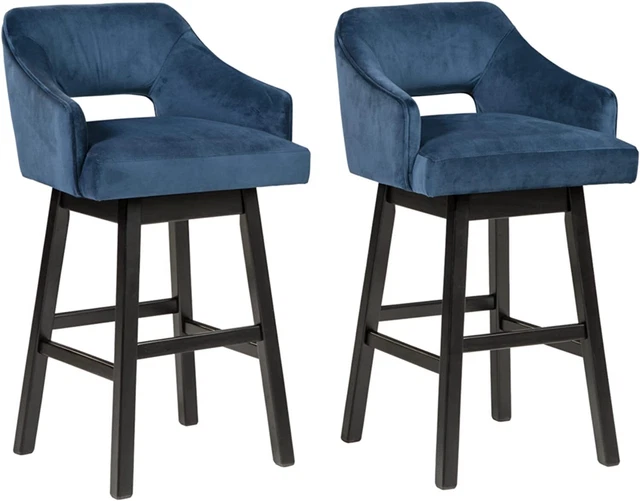 by Ashley Tallenger 31" Swivel Bar/Pub Height Bar Stool 2 Count Blue Brown