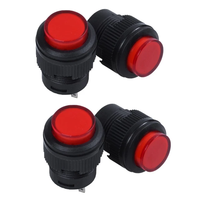 4 pezzi 4 terminali lampada LED rossa interruttore a pressione DC 3V F8R2
