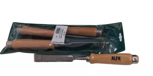 Set Kit Assortimento 4Pz Scalpelli 4-12-18-24 Angoli Smussati Manico Legno Alfa