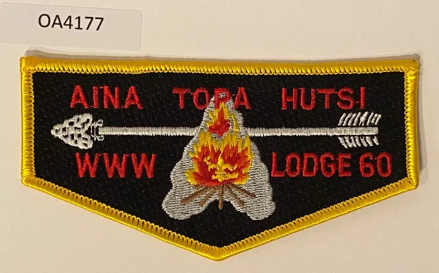 Boy Scout OA 60 Aina Topa Hutsi Lodge Yellow Border Flap