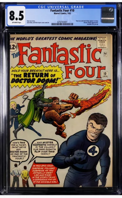Fantastic Four 10 Cgc 8.5 Ow Pages 1963 3Rd Doctor Doom High Grade