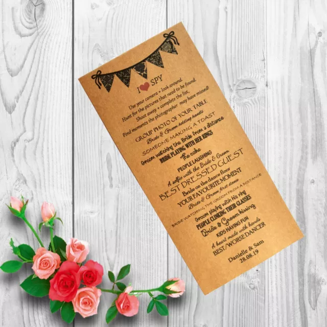 Personalised Wedding I SPY x12 Cards Table Game Favour Children Adult IS9