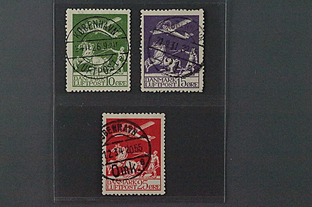 Dänemark  143-45,  Flugpost 1925 komplett, sauber gestempelt, KW 120,- €