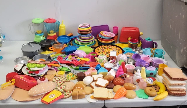 Huge Play Food Lot Kitchenware Utensils Plates Pots Pans Blender Play Pretend Huge Play Food Lot Kitchenware Utensils Plates Pots Pans Blender Play Pretend