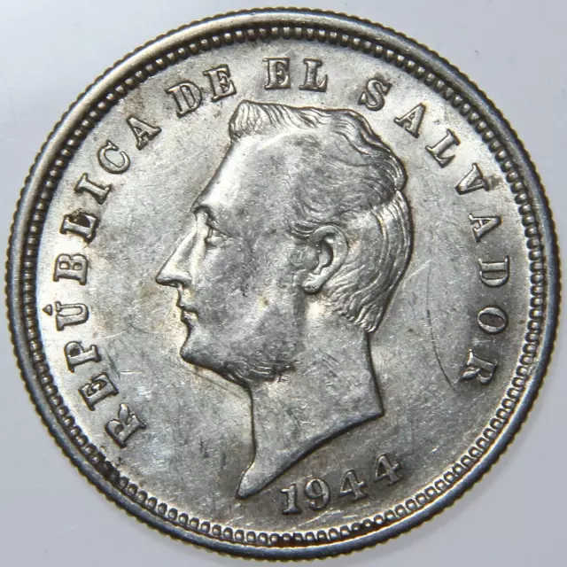 1944 El Salvador 25 Centavos, Nice Condition, -K2912-