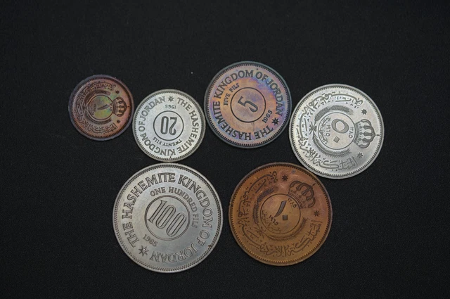 Jordan set of 1965 copper nickel PROOF set of 6 coins (v124)