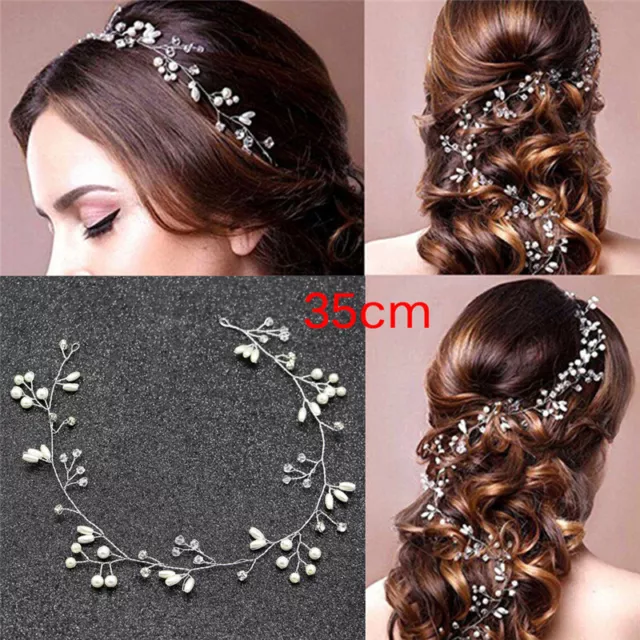 Luxury Wedding Bridal Rhinestone Faux Pearl Headband Tiara Hair HeadpiecR1
