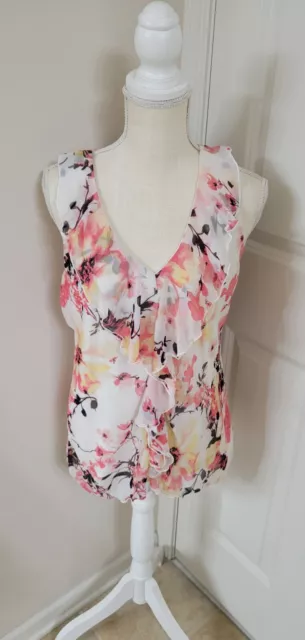 Iz Byer Women's Top Blouse Size XL Sleeveless Multicolored Floral