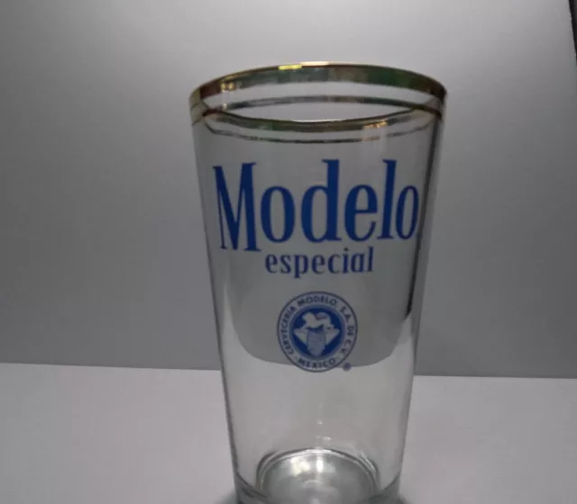 Modelo Especial Cerviceria Mexico Gold Rimmed Pint Beer Cerveza Glass 160z