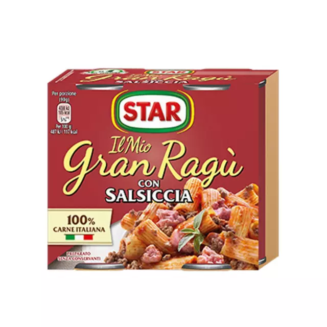 Sughi Star Il Mio Gran Ragu' Con Salsiccia 2 Barttoli Da 180 Gr Pomodoro Carne