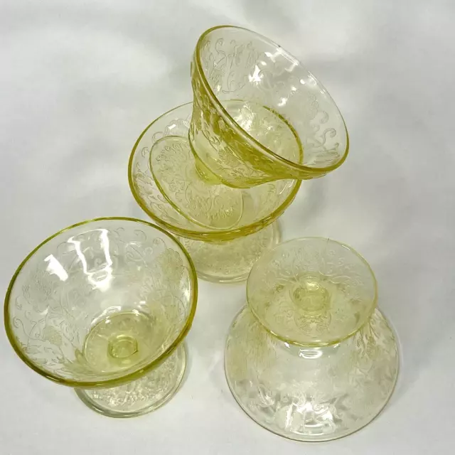 Yellow Hazel Atlas Florentine Depression Glass Footed Sherbet Dessert 3"