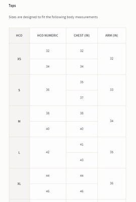 hollister uk sizing