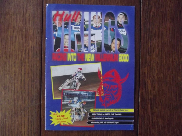 Hull Vikings v Exeter Falcons Premier League Speedway Programme 19/07/00