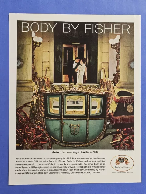 1965 Vintage Print Ad. GM's Body by Fisher "Join the Carriage Trade in '66"