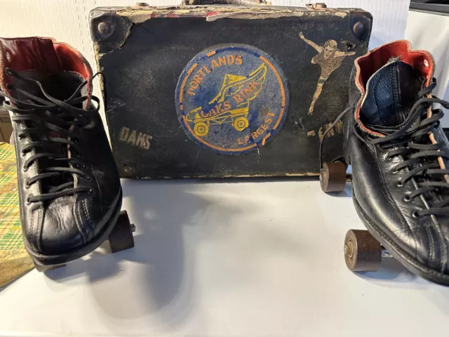 Vintage Men’s Black Betty Lytle Roller Skates By Hyde Chicago Size 7.5 With Case