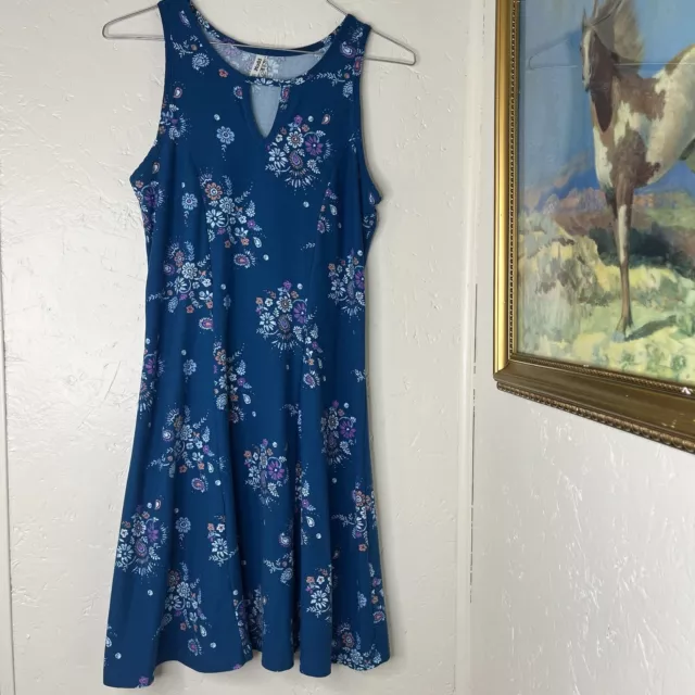 Mudd Super Soft Blue Floral Knee Length Fit And Flare Dress Size Juniors XS