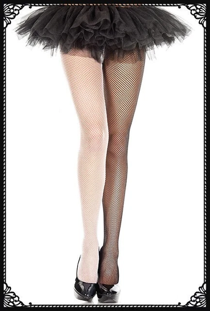Music Legs Jester fishnet tights Black and white