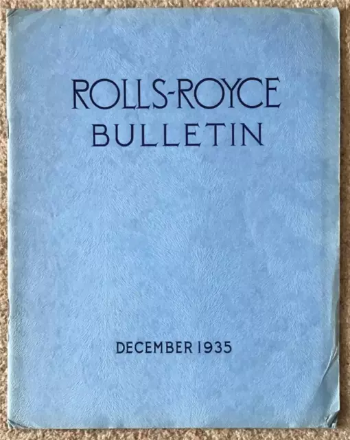 ROLLS ROYCE BULLETIN House Magazine Dec 1935  Car  AIRCRAFT