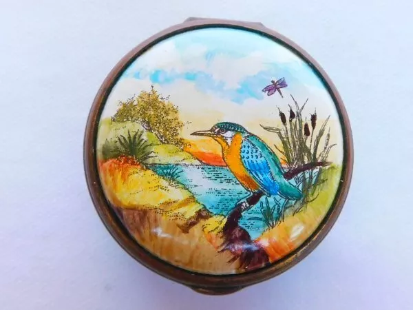 RARE EARLY HALCYON Days England King Fisher 1970's Hand Painted Enamel ...
