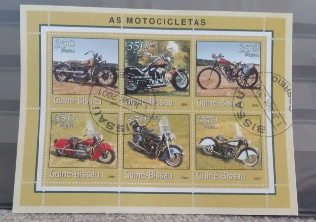 #4 sheets stamps Guine' Bissau machines -motorcycle-portraits.2001 stamped. 2