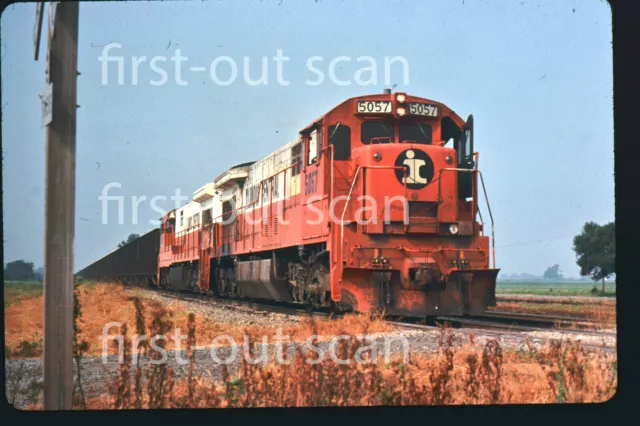 R DUPLICATE SLIDE - Illinois Central IC 5057 GE U33C Coal Action Kinmundy IL 74