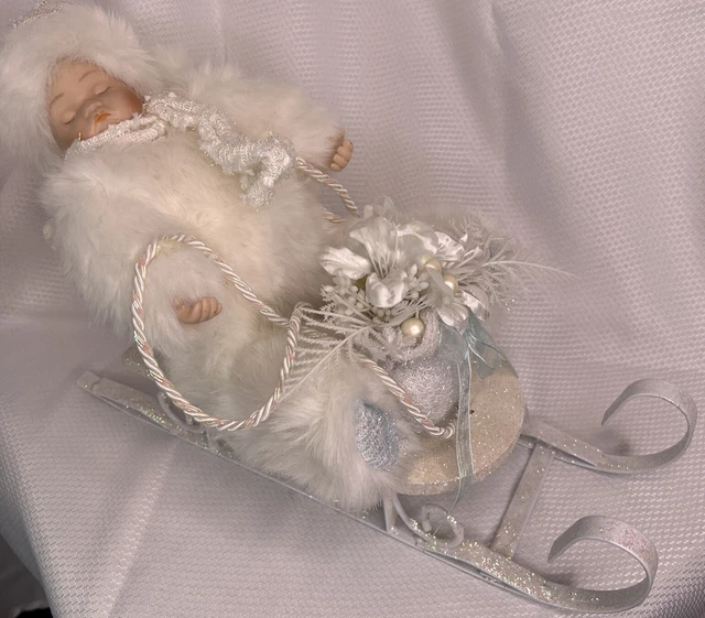 Heritage Signature Collection Porcelain Doll In Sleigh Winter Baby 6