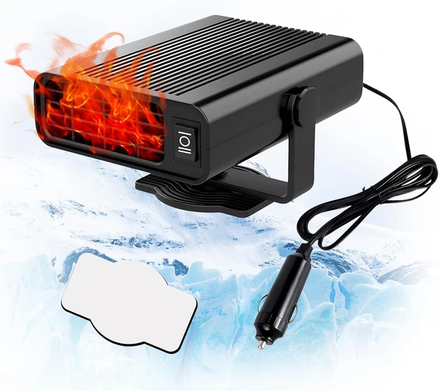 Riscaldatore Auto 12V 150W 2 In 1 Con Sbrinatore - Termoventilatore Per Accendisigari, Regolabile E Girevole 360°, Per Auto, Camper E Camion