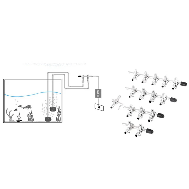 Distributore acquario acquario serbatoio pesci durevole pompa ossigeno splitter controllo flusso d'aria-H7