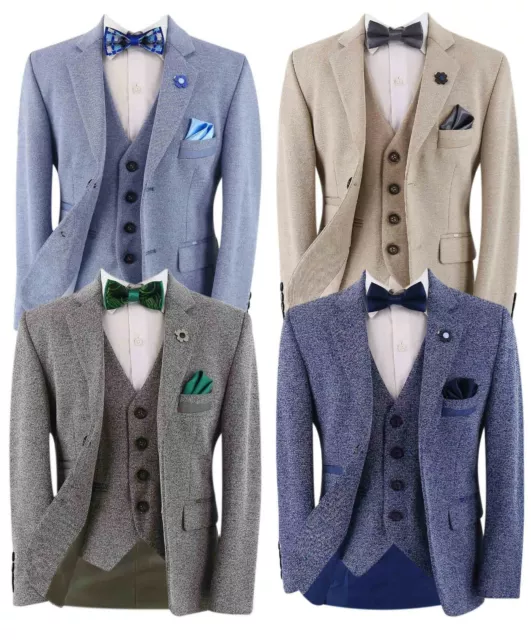 Boys Cotton Blazer Waistcoat Slim Fit 2 Piece Classic Formal Wedding Suit Set