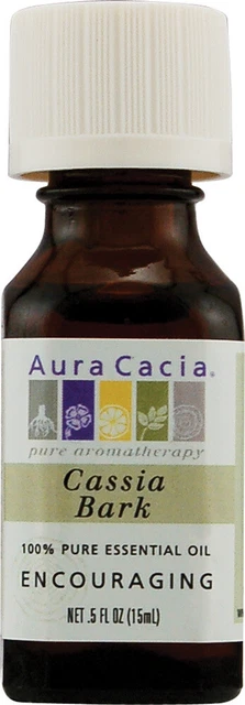 Aceite esencial de corteza de canela cassia de Aura Cacia, 0,5 oz