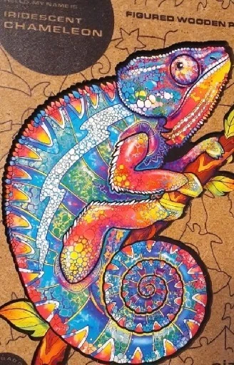 UNIDRAGON Wooden Jigsaw Puzzle IRIDESCENT CHAMELEON SMALL 106 pcs New Sealed
