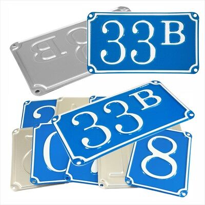 French Traditional Blue House Number Door Gate plate metal sign plaque 100-999