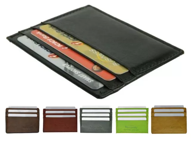 Genuine Leather Men's Thin Wallet Credit Card Flat Front Pocket Bill Fold Holder