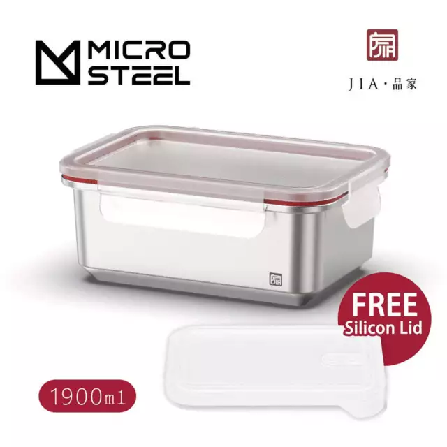 JIA - Microwave Safe Stainless Steel Food Container with FREE Silicon Lids