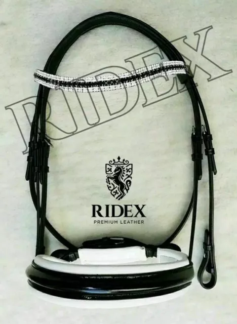 Leather Crank Dressage Horse Tack Bridle with Soft Padding:Available in All Size